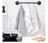 Lot de 3 torchons à rayures ESSENTIAL - TODAY - Gris 50x70 cm