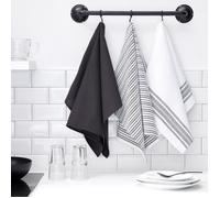Lot de 3 torchons à rayures ESSENTIAL - TODAY - Gris anthracite 50x70 cm
