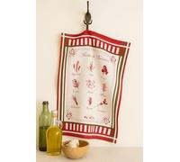 Lot de 3 torchons de Cuisine 50x70 cm - 100% Coton - Face Imprimée et Dos Absorbant en Éponge - Motif Décoratif Provence - Idéal pour Essuyer Vaisselle et Mains (Herbes de Provence)