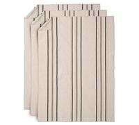 Lot de 3 torchons de cuisine 50x70 cm 100% coton fil teint avec points bourdon HOSHI vert mousse