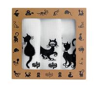 Lot de 3 torchons Dubout Les chats brodé blanc 40 x 60 cm Winkler