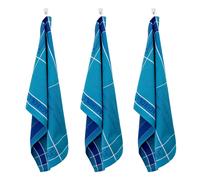 Lot de 3 torchons jacquard 50x70cm bleu - "Tartan" Laguiole Cuisson