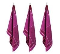 Lot de 3 torchons jacquard 50x70cm mauve - "Tartan