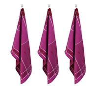 Lot de 3 torchons jacquard 50x70cm mauve - "Tartan" Laguiole Cuisson