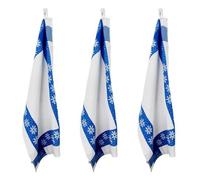 Lot de 3 torchons nid d'abeilles 50x70cm bleu - "Carré