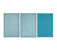 Atmosphera Lot de 3 torchons imprimés bleu – 45 x 70 cm