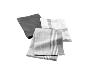 Lot de 3 Torchons "Vibrato" 50x70cm Anthracite