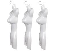 Lot de 3 Torses Féminins - 66 cm - Buste de Femme en Plastique - Haut du Corps Semi-Plastique Blanc - Mannequin - Figurine de Poupée