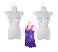 Lot de 3 Torses Féminins - 70 cm - Buste de Femme en Plastique - Haut du Corps Semi-Plastique Blanc - Buste Mannequin - Body pour Femme - Mannequin