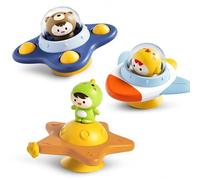Lot de 3 toupies à ventouse forte pour bébés, jouet rotatif avec son net, jouet sensoriel pour poussette, chaise haute, activité de voyage