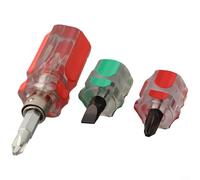 Lot de 3 tournevis à manche court double usage plat et cruciforme pour tâches de réparation