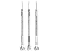 Lot de 3 tournevis de réparation de montre en acier au carbone avec extrémités rotatives et poignée en aluminium pour l'entretien des bijoux et des montres
