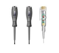 Lot de 3 tournevis testeur de tension, stylo à double usage, détecteur électrique, outil de circuit lumineux LED pour électricien et technicien - Noir et transparent