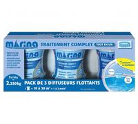 Lot de 3 Traitement complet au chlore en diffuseur flottant Marina - Pour piscines 10 à 30 m³