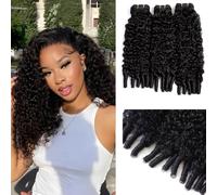 Lot de 3 trames de cheveux humains bouclés birmanes de 45,7 cm, 50,8 cm, 55,9 cm, 55,9 cm, non traités, ondulés d'eau, extensions de cheveux humains avec extrémité spirale, tissage rapide, pour femme