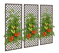 Lot de 3 Treillis de jardin - Outsunny - en osier tissé - plantes grimpantes - rectangulaire - osier - effet bois naturel