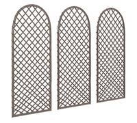 Lot de 3 Treillis de jardin - Outsunny - en osier tissé - plantes grimpantes - sommet en dôme - osier - effet bois naturel