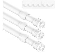 Lot de 3 tringles à rideaux, sans perçage, tige télescopique pour la fixation, blanc, 92-125 cm (diamètre 13 mm)