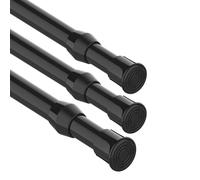Lot de 3 tringles à rideaux, sans perçage, tige télescopique pour la fixation, tringle à rideaux à ressort, noir, 92-125 cm (diamètre 13 mm)