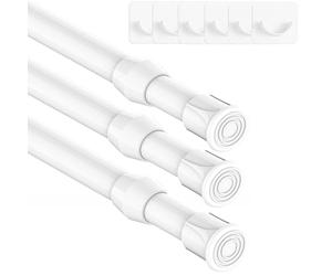 Lot de 3 Tringles Extensible Barre de Serrage Extensible en Métal pour Rideaux Pour Fenêtres Armoires Penderie Salle（30-45cm,Blanc)