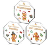 Lot de 3 trophées de Noël en forme de bonhomme en pain d'épices en acrylique de 12 cm - Kit de décoration amusant pour fête de Noël