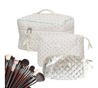 Lot de 3 trousses de maquillage de voyage avec fermeture éclair - Grande capacité - Grande ouverture à 180 degrés - En coton - Pour salle de sport, hôtel, camping, voyage d'affaires, Un costume.,