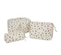 Lot de 3 trousses de maquillage de voyage avec imprimé floral - Grande capacité, Little Bear Huahua, A01, Beauté de masse