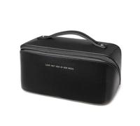 Lot de 3 trousses de maquillage de voyage portables de grande capacité pour femme - Trousse de maquillage ouverte plate - Lot de 3 trousses de toilette étanches en cuir synthétique avec séparateur et