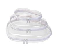 Lot de 3 trousses de maquillage transparentes en forme de cœur avec fermeture éclair - Trousse de toilette de voyage pour voyage d'affaires, loisirs, vacances, plage, maison, école, salle de bain