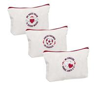 Lot de 3 trousses de toilette de voyage en coton blanc avec cœurs rouges, trousse pour maquillage, rangement pot à crayons, 22 cm, Divers , 15x0.10x22 cm