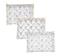 Lot de 3 trousses plates en plastique transparent avec jolis chatons, trousse pour maquillage et cosmétiques, 28 cm, blanc, 28x1x21 cm