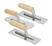 Lot de 3 truelles de lissage en acier inoxydable : tête ronde argentée, truelle vénitienne, truelle de nettoyage en acier inoxydable, outil de stucage, pour travaux de plâtrage mural et de sol, 25,5 x