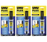 Lot de 3 tubes de colle UHU à 2 composants - Fixation rapide et transparente - Avec mélangeur intégré - 15,5 g.