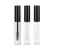 Lot de 3 tubes de mascara vides noirs de 10 ml et baguette en verre pour huile de ricin, bouteilles avec pinceau, baguette transparente en verre pour bricolage, cosmétiques, conteneurs rechargeables