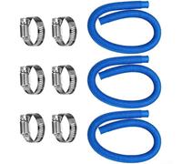 Lot de 3 tuyaux de piscine hors sol, pour Intex et pour filtres COLEMAN, tubes en polyéthylène bleu, 3,2 x 149,9 cm, enroulés en spirale pour un meilleur débit, comprend 6 colliers de serrage en acier