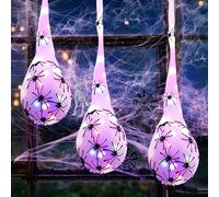 Lot de 3 œufs d'araignée lumineux pour décoration d'Halloween - Décoration en toile d'araignée - Convient pour suspendre en intérieur et en extérieur, dans les jardins, les fenêtres et les maisons