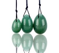 Lot de 3 œufs en aventurine verte, pierre de massage naturelle en jade verte pour exercices de soulagement du stress pour femmes exercices du plancher pelvien