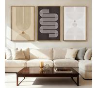 Lot de 3 œuvres d'art murales modernes minimalistes sans cadre - Œuvre d'art abstrait géométrique neutre pour salon, chambre à coucher, salle à manger - 30,5 x 45,7 cm