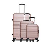 hero - lot de 3 - valise grand format, valise cabine et valise cabine xxs renoso - rose dore rose dore