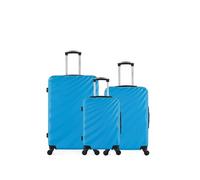 - lot de 3 - valise grand format, valise weekend et valise cabine danube - bleu
