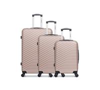 - lot de 3 - valise grand format, valise weekend et valise cabine lena - rose dore