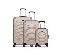 - lot de 3 - valise grand format, valise weekend et valise cabine xxs congo - beige