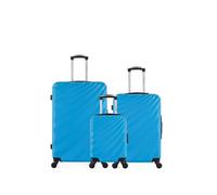 wave paris - lot de 3 - valise grand format, valise weekend et valise cabine xxs danube - bleu bleu