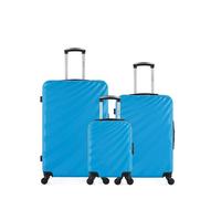 wave paris - lot de 3 - valise grand format, valise weekend et valise cabine xxs danube - bleu bleu