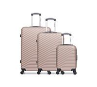 - lot de 3 - valise grand format, valise weekend et valise cabine xxs lena - rose dore