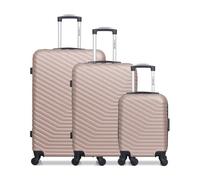 Lot de 3 - Valise Grand format, valise weekend et valise cabine XXS LENA - rose - WAVE PARIS