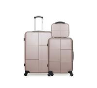 hero - lot de 3 valises grand format, weekend et vanity abs coronado - rose dore rose dore