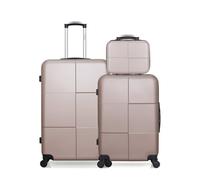 hero - lot de 3 valises grand format, weekend et vanity abs coronado - rose dore rose dore
