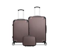 - lot de 3 - valise grand format, valise weekend et vanity tage - marron