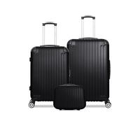 - lot de 3 - valise grand format, valise weekend et vanity tage - noir